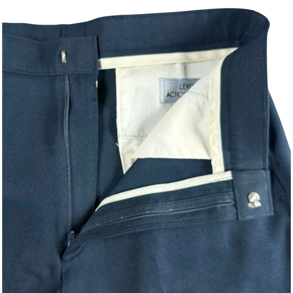 Levi's Action Slacks Dress Pants Mens 30x29 Navy Blue Vintage Straight Leg USA